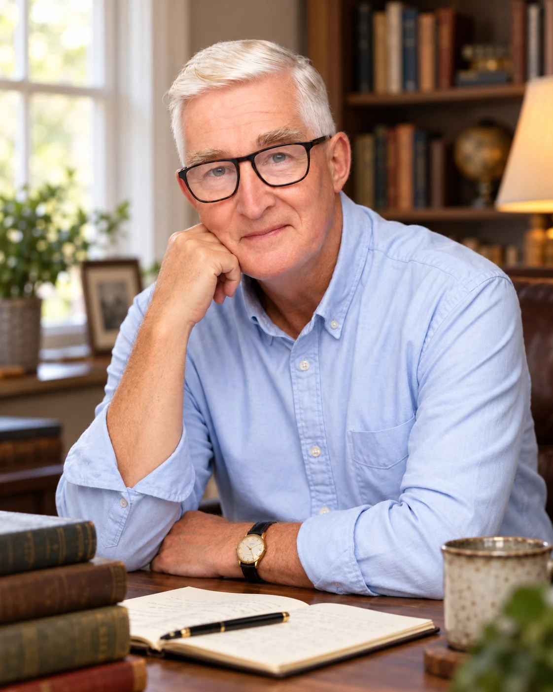 Benjamin Cohen in a reflective study setting